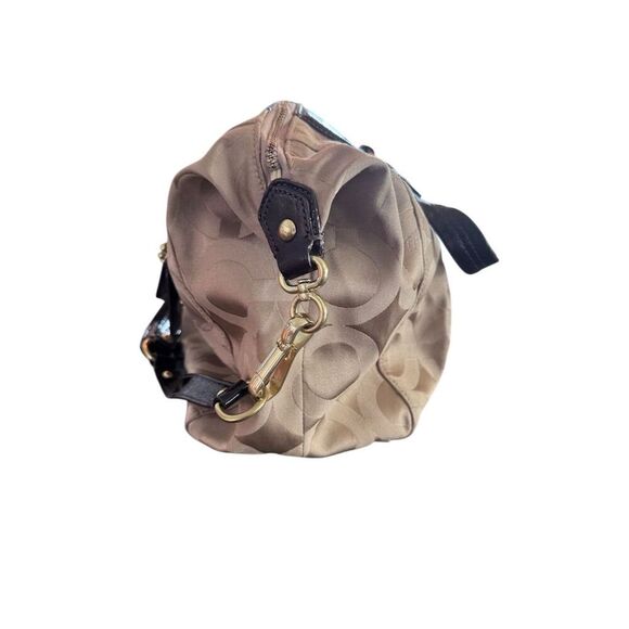 Coach Madison Audrey Satchel Beige/Brown Canvas Patent Leather Bag - Picture 5 of 13